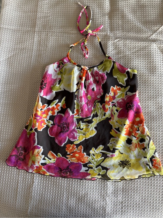 Byer California Tops - Byer California Floral Halter Tank - Pink, Yellow & Black fun, flirty, medium